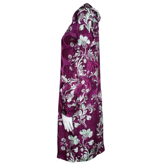 J. Crew Collection Silk Ruffle Sleeve High-Neck Dress Purple Floral Size 4 NWT - Picture 6 of 16